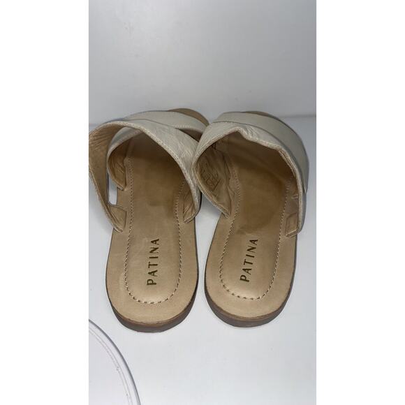 Portland Leather Goods Patina Flat Sandals In Cream Size 10 Pacific Northwest - Picture 6 of 9